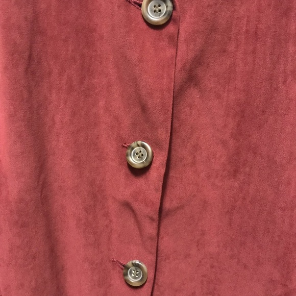 Plus Size/Tall TravelSmith Suede Velvet Red Coat - Picture 3 of 9